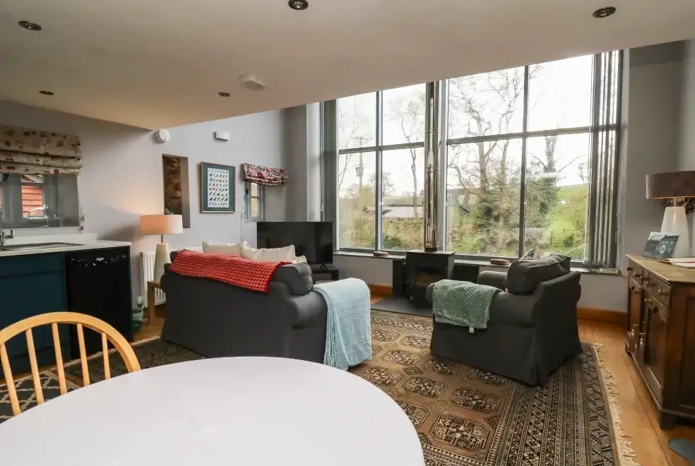 Open plan living area at The Barn at Glanoer
