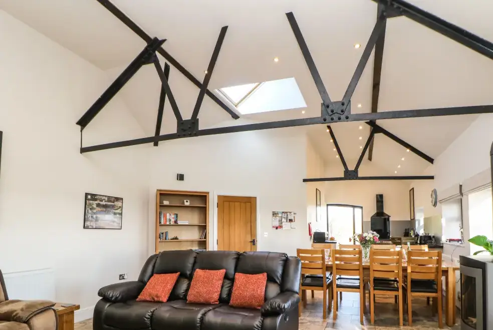 Open plan living area at The Barn at Hill House