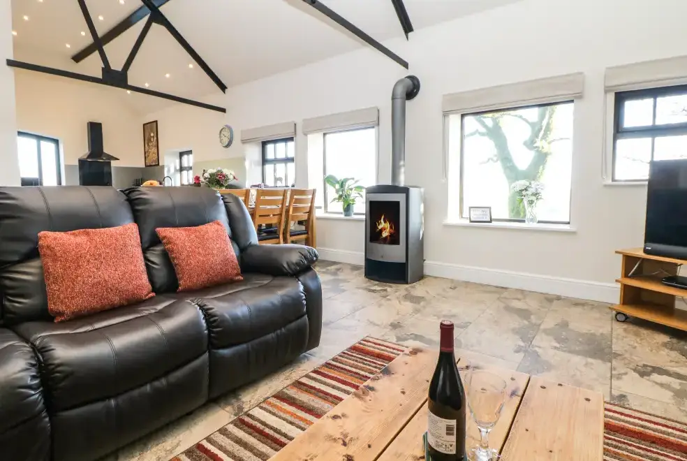 Open plan living area at The Barn at Hill House