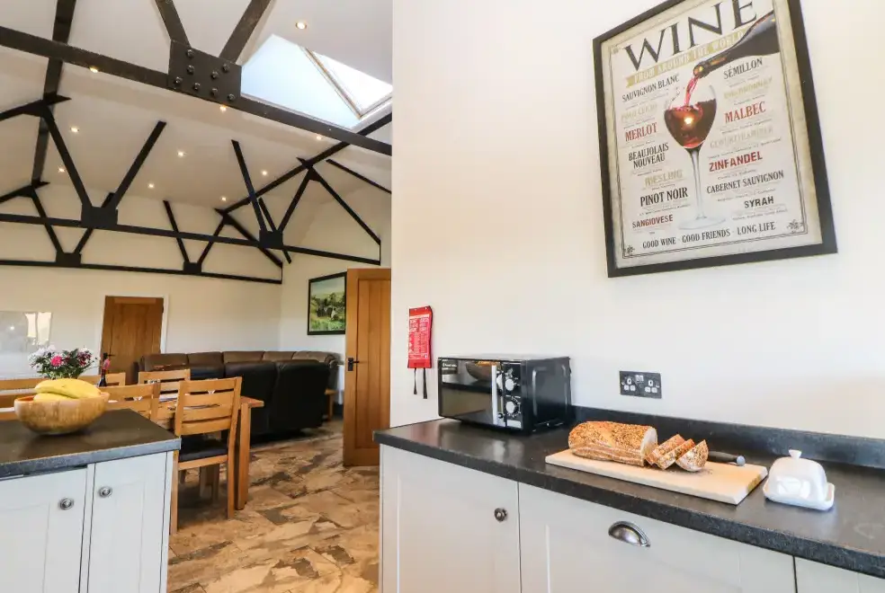 Open plan living area at The Barn at Hill House