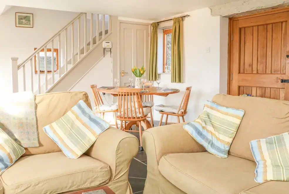 Lounge at The Byre Coastal Cottage, South West England 
