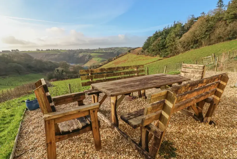 Countryside views at The Byre Coastal Cottage, South West England 
