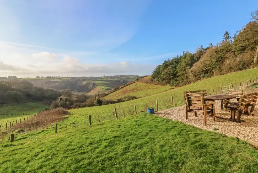 Countryside views at The Byre Coastal Cottage, South West England 