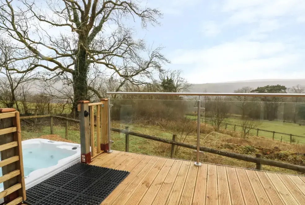 Decked area at The Cabin near Pontardawe