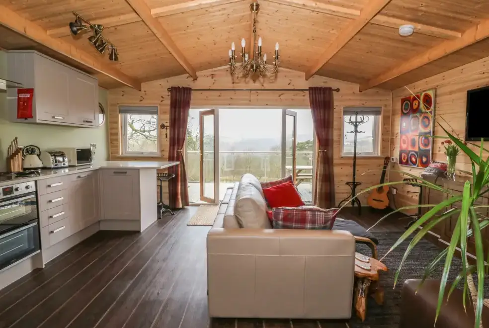 Open plan living area at The Cabin near Pontardawe