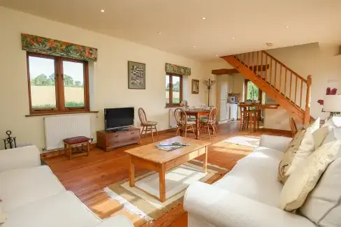 Open plan living area at The Coach House, Devon