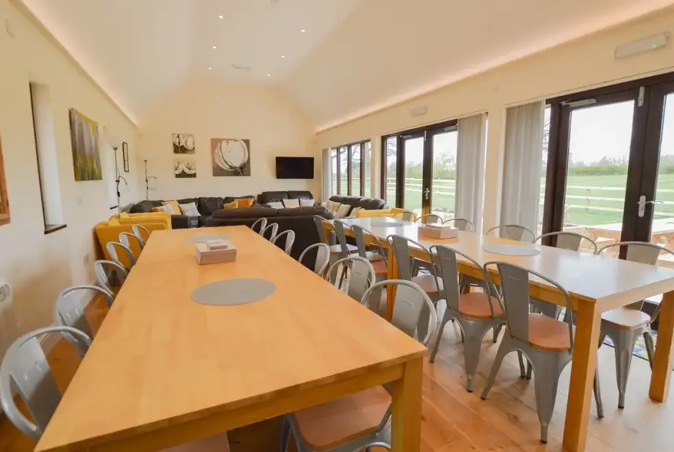 Open plan living area at The Cotswold Manor Court with Hot Tub