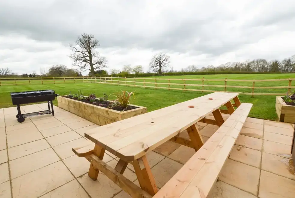 Patio area at The Cotswold Manor Court with Hot Tub