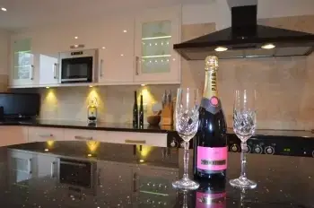 Luxury kitchen at The Cotswold Manor Lodge, Exclusive Hot-Tub, Games Barn, 70 acres of Parkland