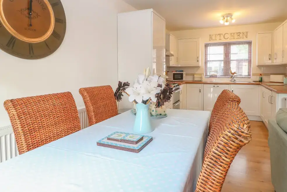 Kitchen/diner at The Haybarn Pet-Friendly Country Cottage, Near Swaffham, East Anglia