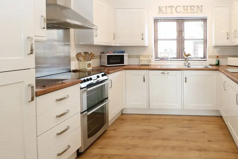 Well equipped kitchen at The Haybarn Pet-Friendly Country Cottage, Near Swaffham, East Anglia