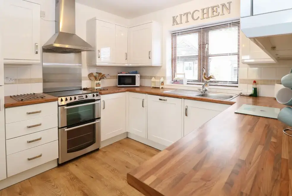 Kitchen/diner at The Haybarn Pet-Friendly Country Cottage, Near Swaffham, East Anglia