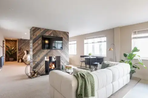 Open plan living area at The Hayloft, Anglesey