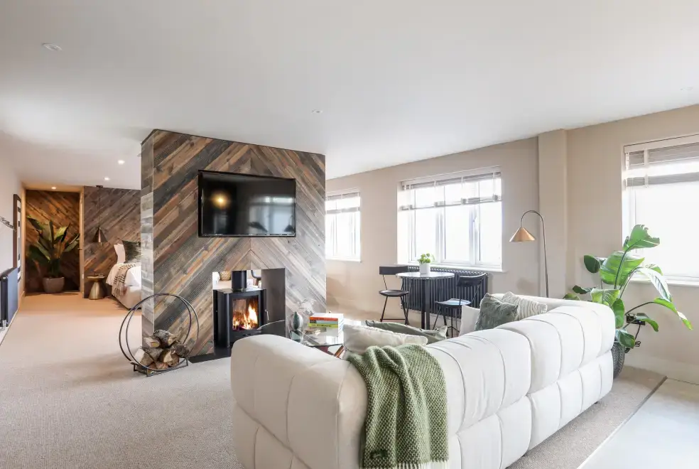Open plan living area at The Hayloft