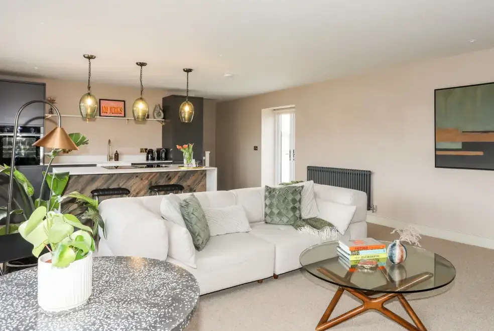 Open plan living area at The Hayloft