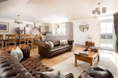 Open plan living area at The Hideaway, Northumberland