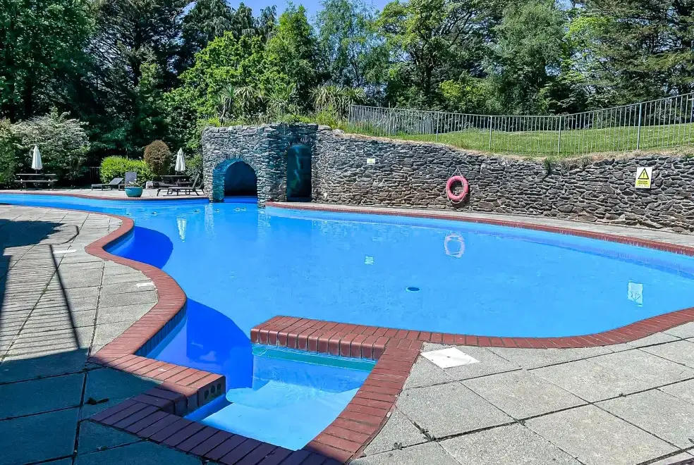 Outdoor swimming pool at The Lawns Luxury Apartment in Devon/Beautiful South Hams