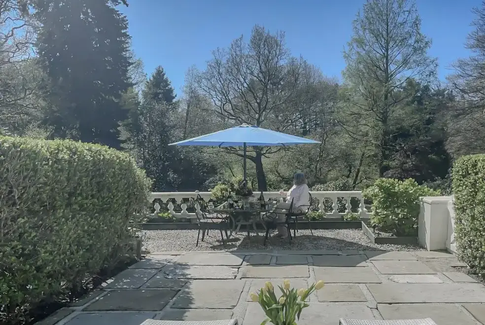 Patio area at The Lawns Luxury Apartment in Devon/Beautiful South Hams