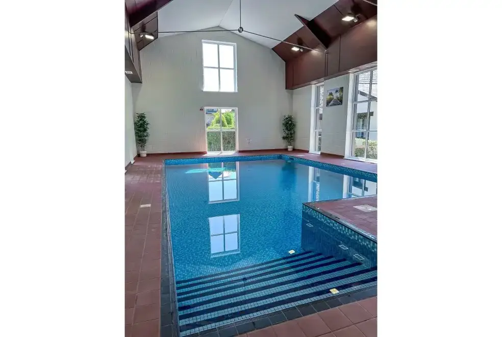 Indoor swimming pool at The Lawns Luxury Apartment in Devon/Beautiful South Hams