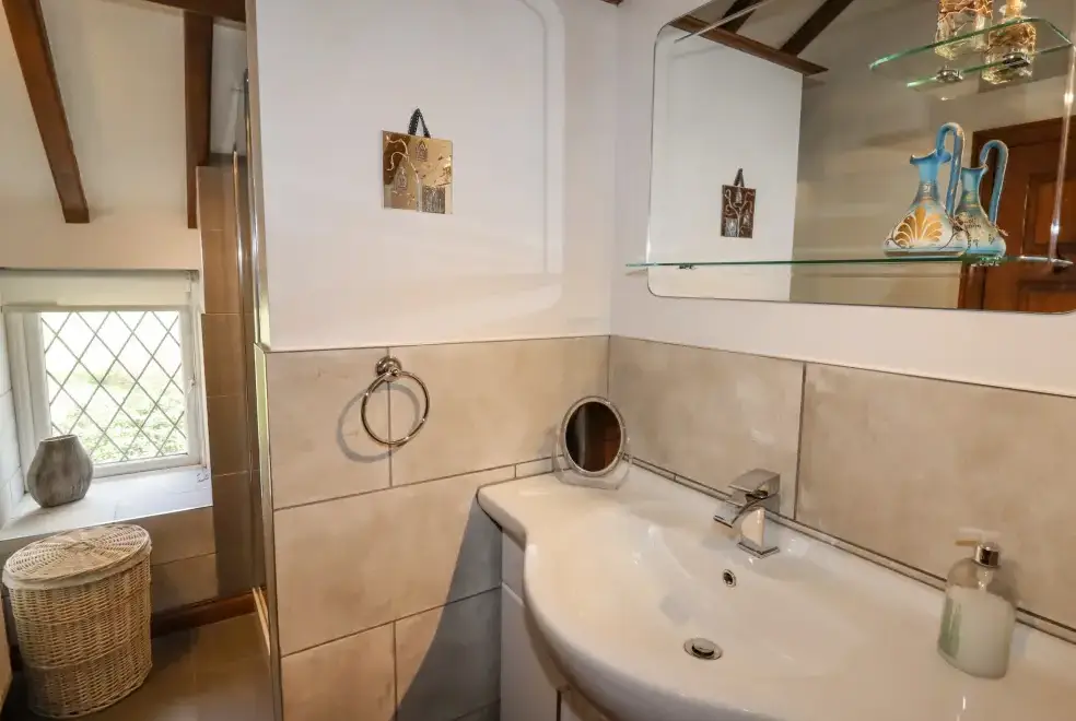 Ensuite bathroom at The Little White Cottage, North Wales 