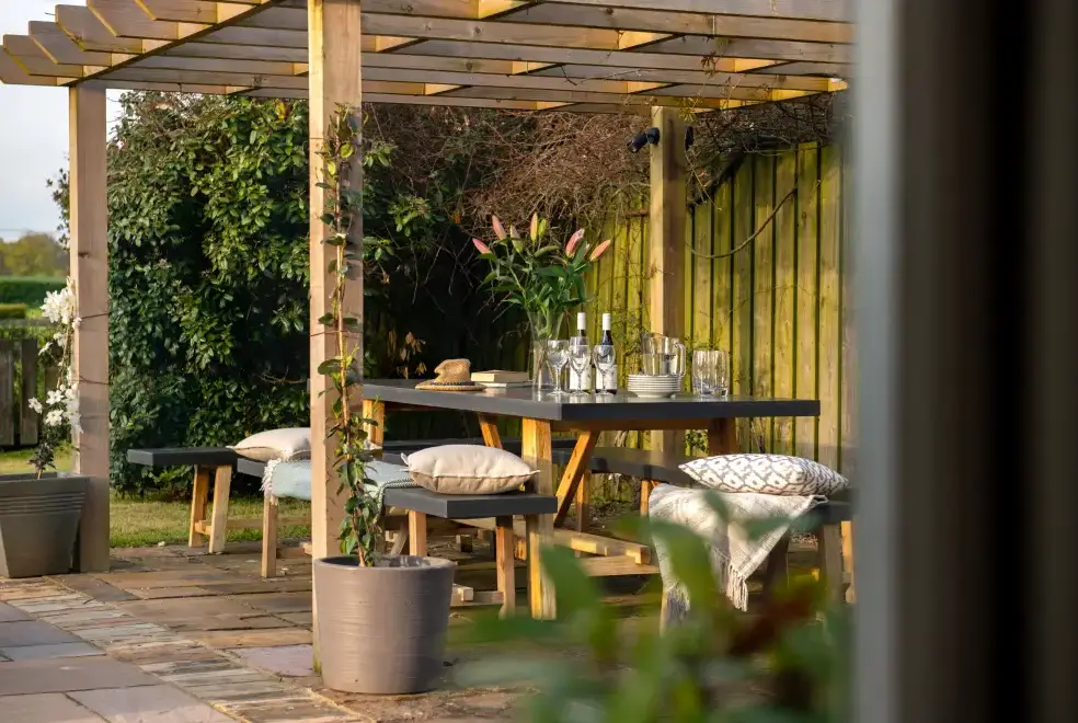 Patio area at The Long Barn