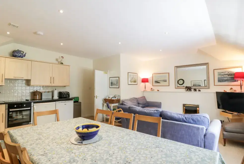 Open plan living area at The Mews Flat