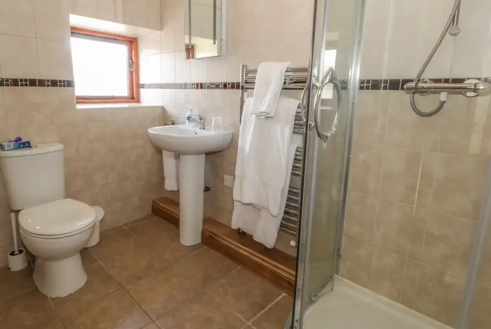 Shower room at The Mill Farm Cottage near Shrewsbury
