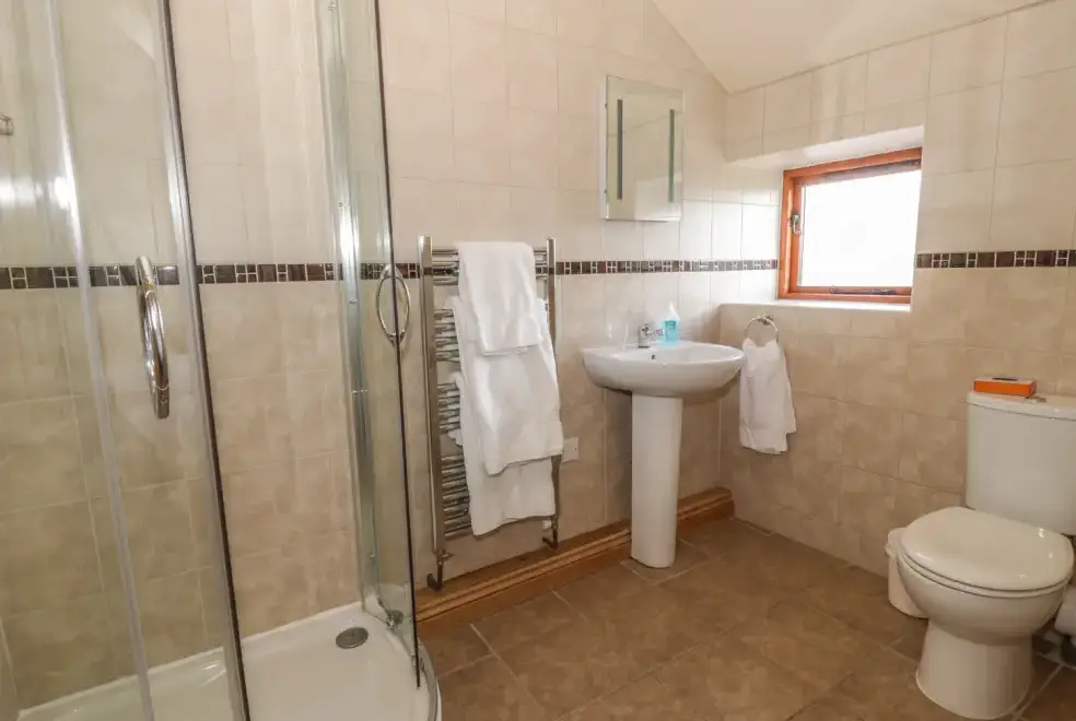 Shower room at The Mill Farm Cottage near Shrewsbury