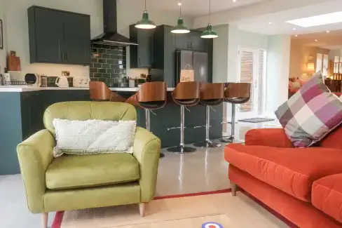 Open plan living area at The Old Guard House, North Yorkshire