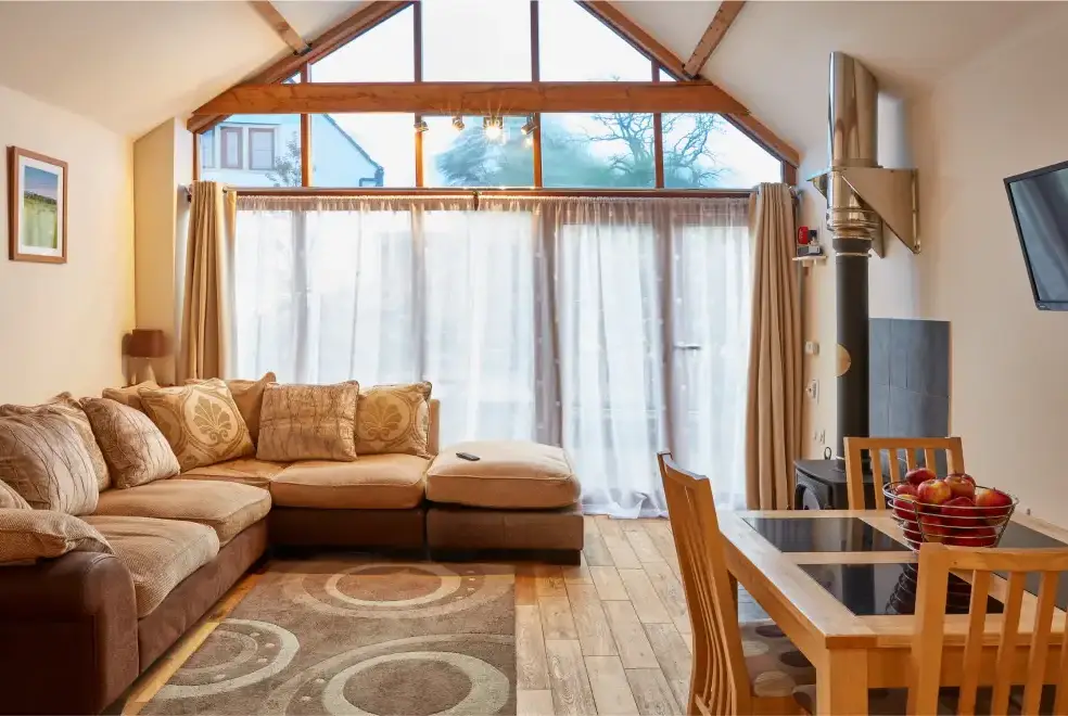 Open plan living area at The Old Milking Parlour