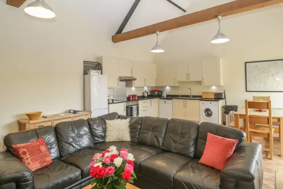 Open plan living area at The Old Stables Holiday Barn