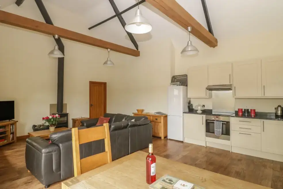 Open plan living area at The Old Stables Holiday Barn