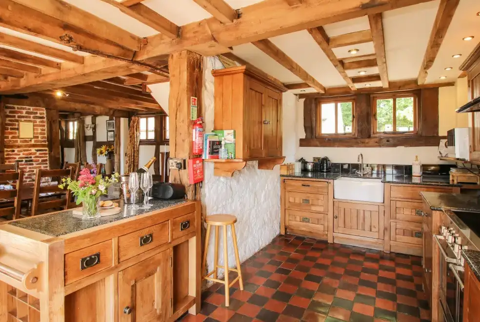Farmhouse style kitchen at The Olde Cow House, Shropshire Hills