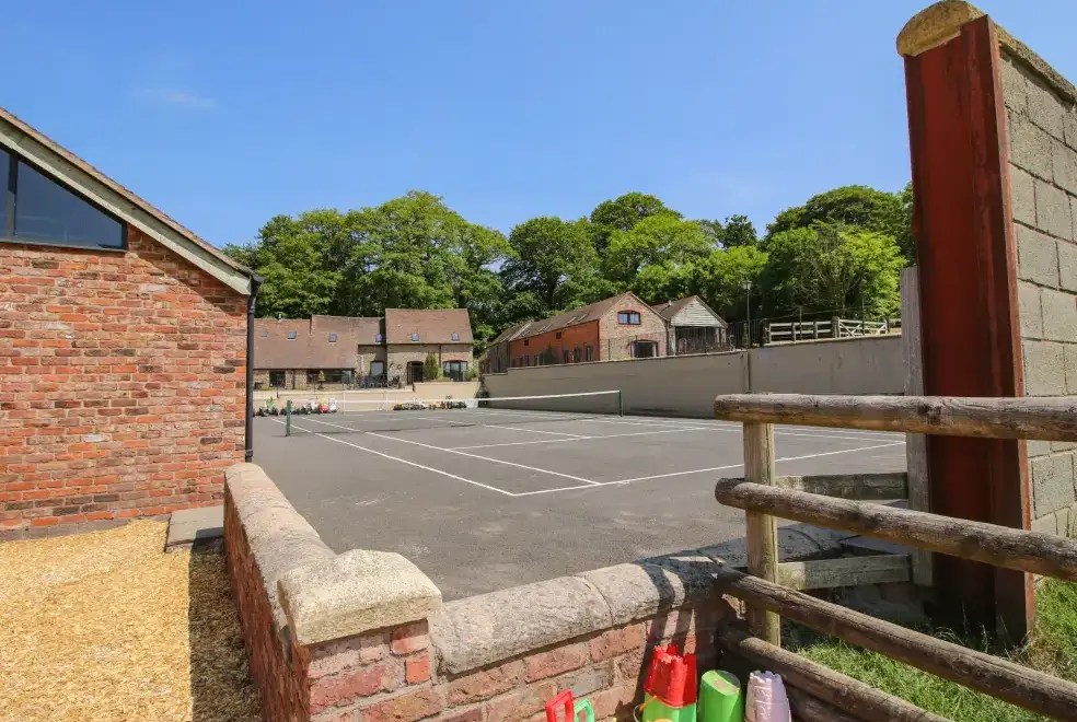 Outdoor games area at The Olde Cow House, Shropshire Hills