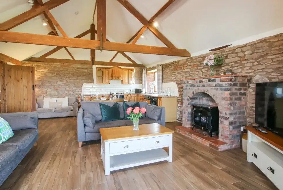 Open plan living area at The Owl Barn