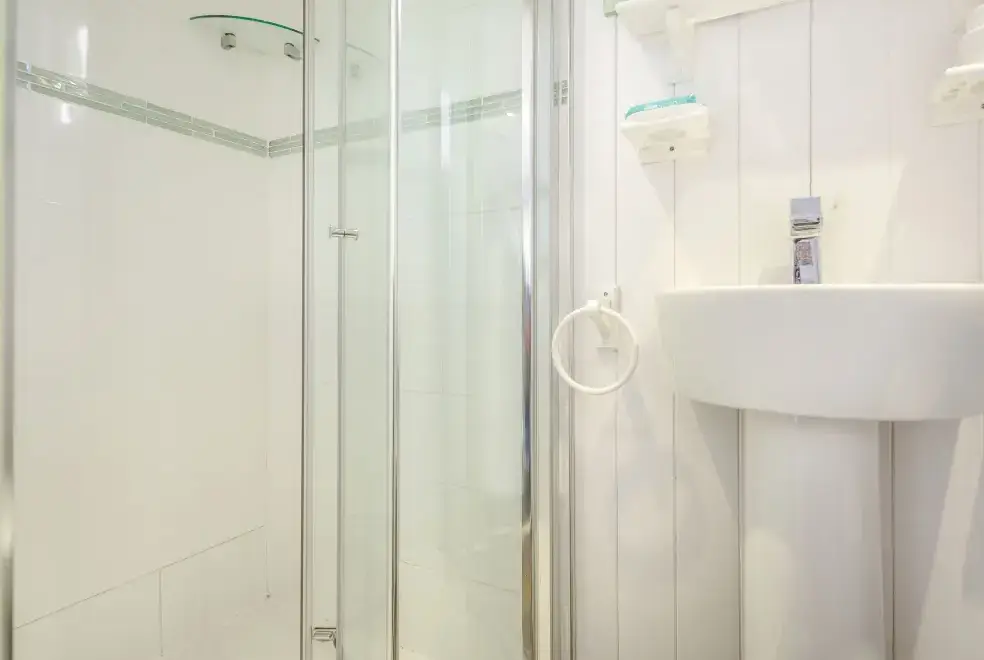 Shower room at The Shepherd's Hut
