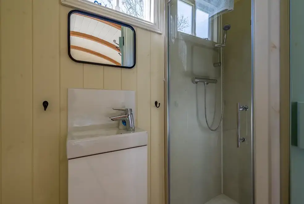 Shower room at The Shepherds Hut