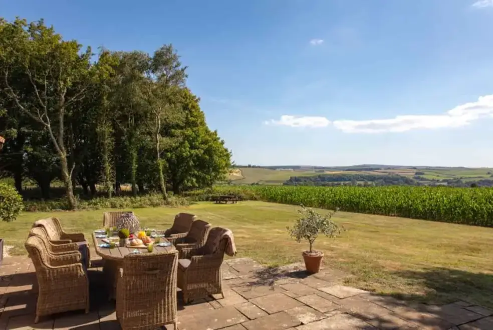 Patio area at The Shooting lodge, Wrackleford Estate