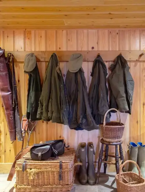 Boot room at The Shooting lodge, Wrackleford Estate