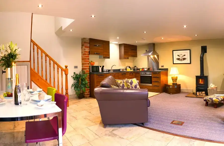 Open plan living area at The Stables Holiday Cottage
