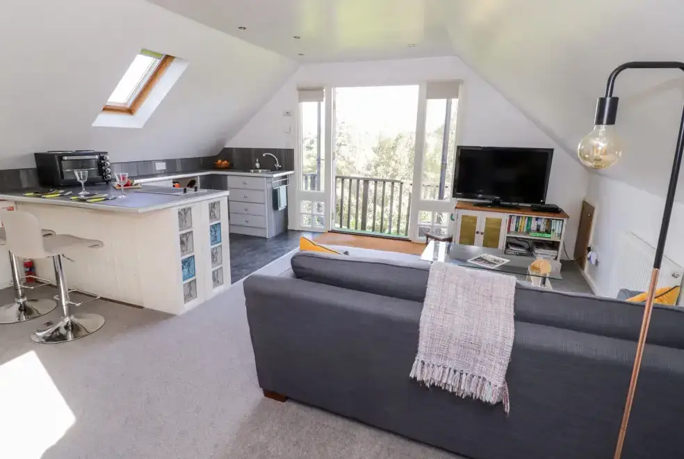 Open plan living area at The Stilehouse Apartment