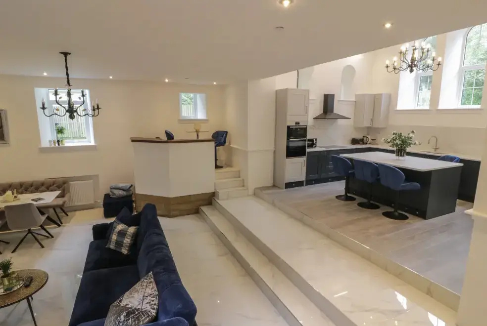 Open plan living area at The Vestry