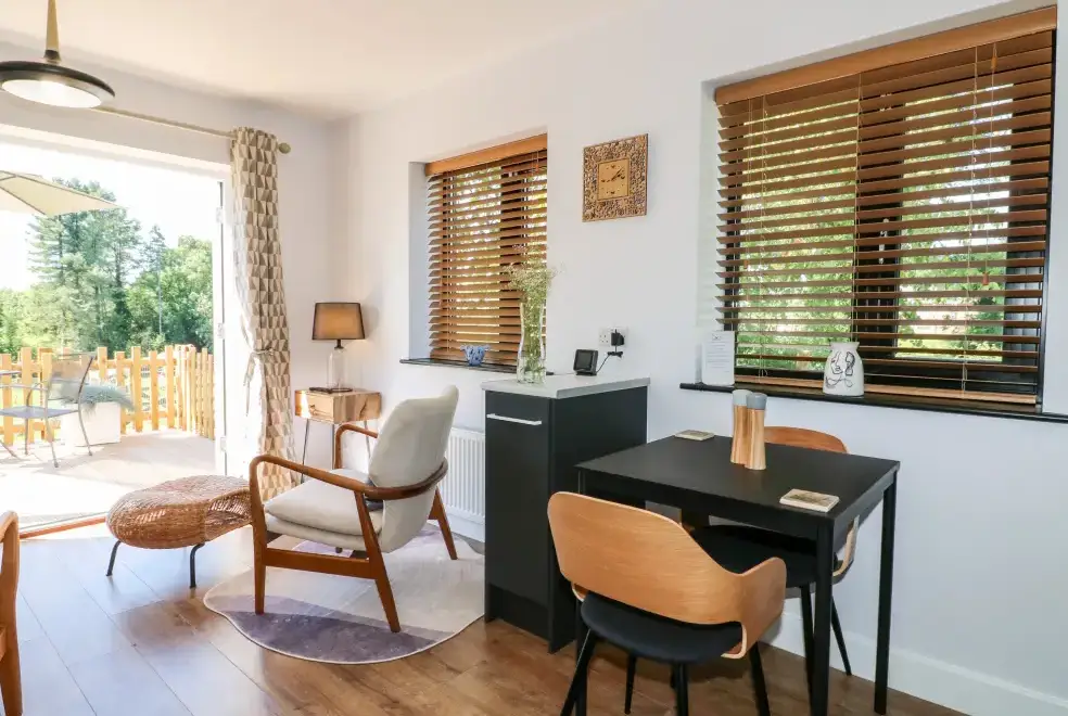 Open plan living area at The Wood Shed, Bank Top Farm