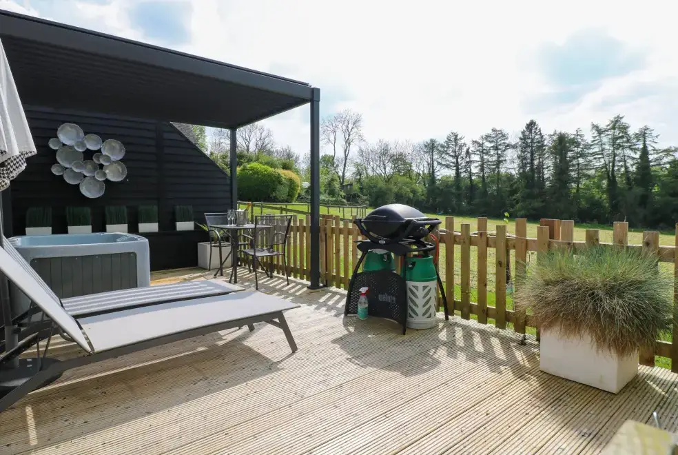 Decked area at The Wood Shed, Bank Top Farm