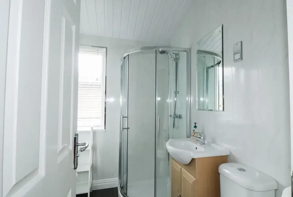 Shower room at Thirlmere Holiday Chalet, Lake District National Park 