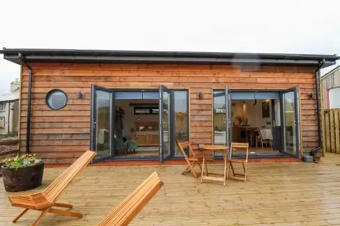 Decked area at Tin Shed, Powys