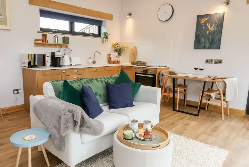 Open plan living area at Tin Shed