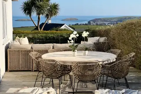 Decked area at Trem Ynys, Gwynedd