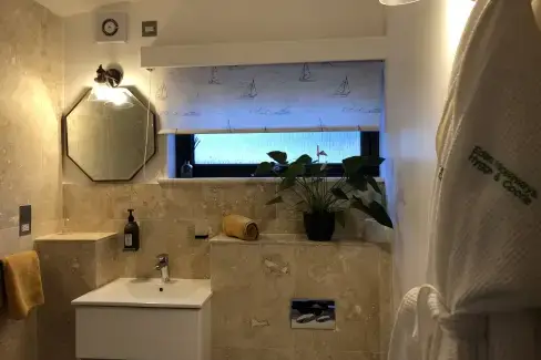 Family bathroom at Tweed Hideaway, Borders