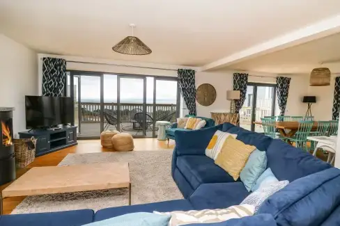 Open plan living area at Ty Ni, Ceredigion